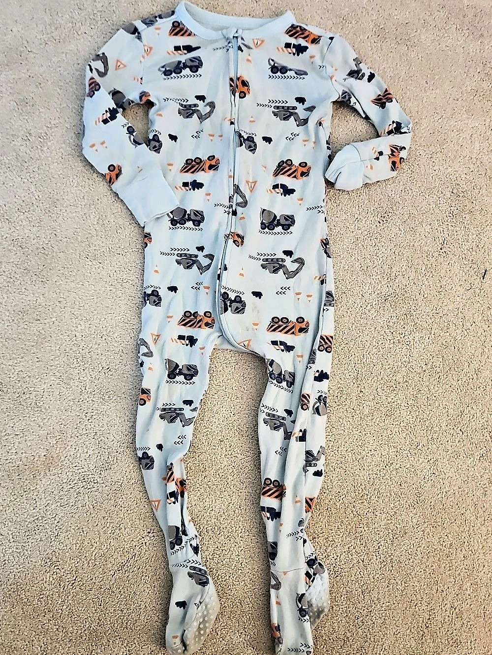 Old Navy Construction Truck Print Footed Sleeper Pajamas Size 2T